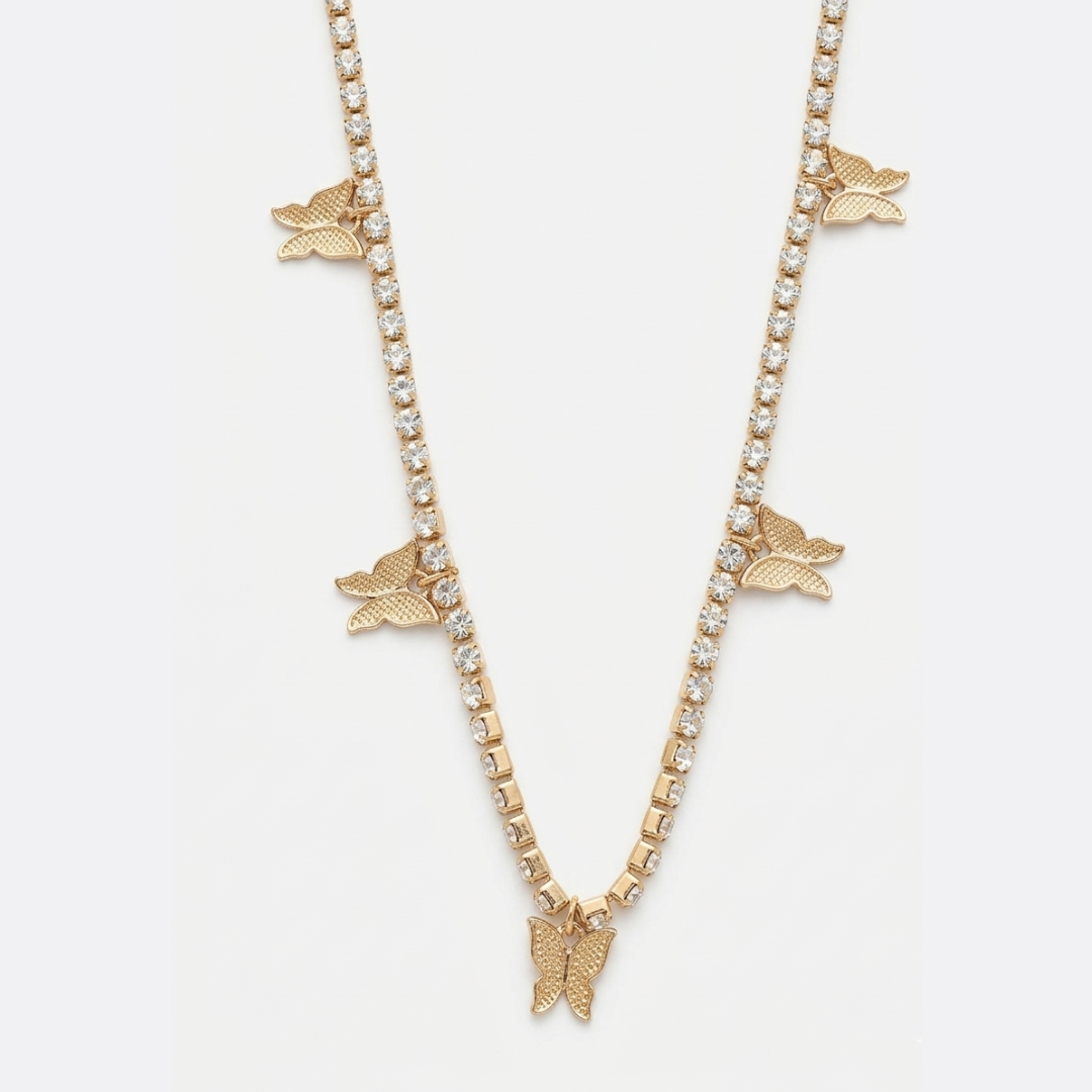 Golden Mariposa Tennis Necklace