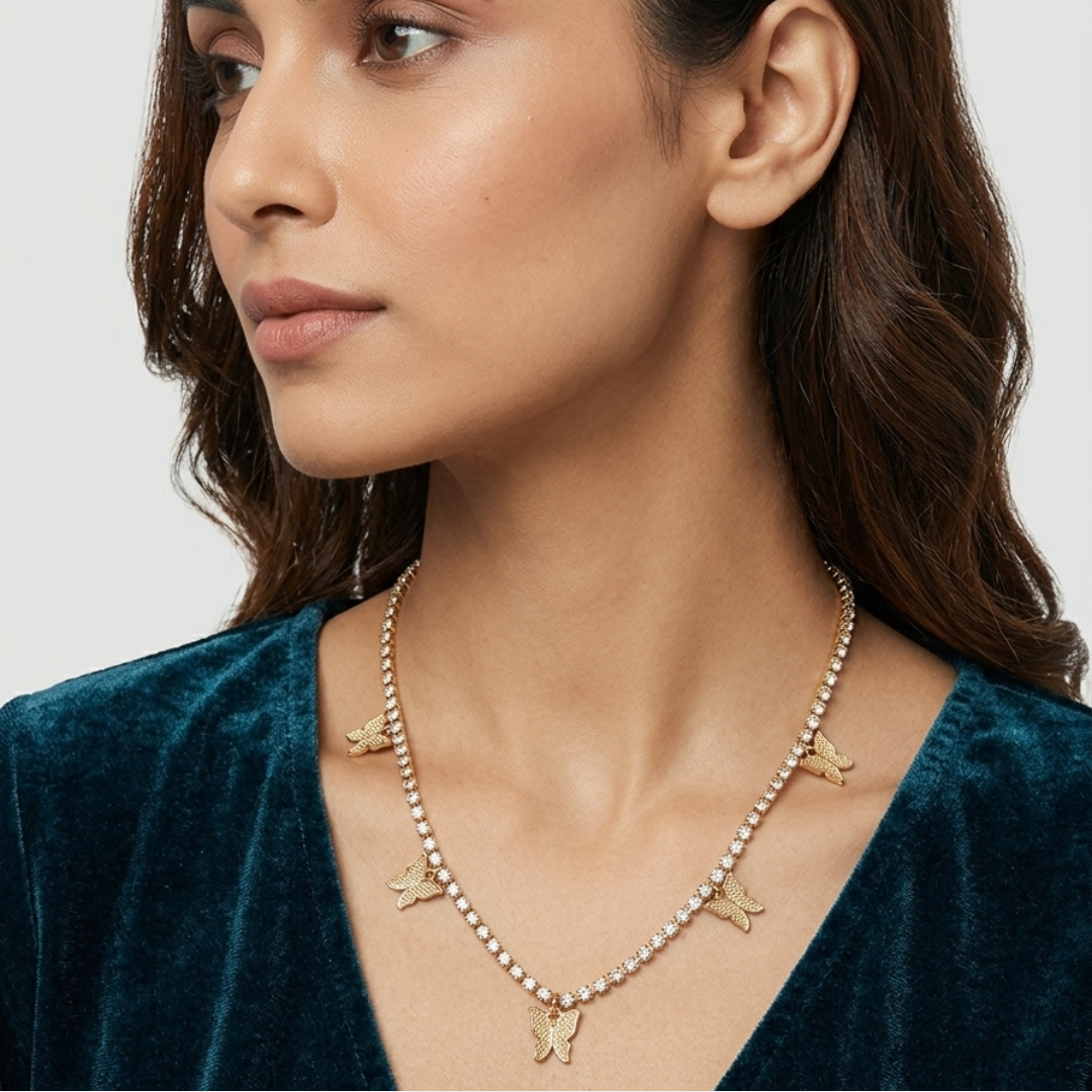 Golden Mariposa Tennis Necklace