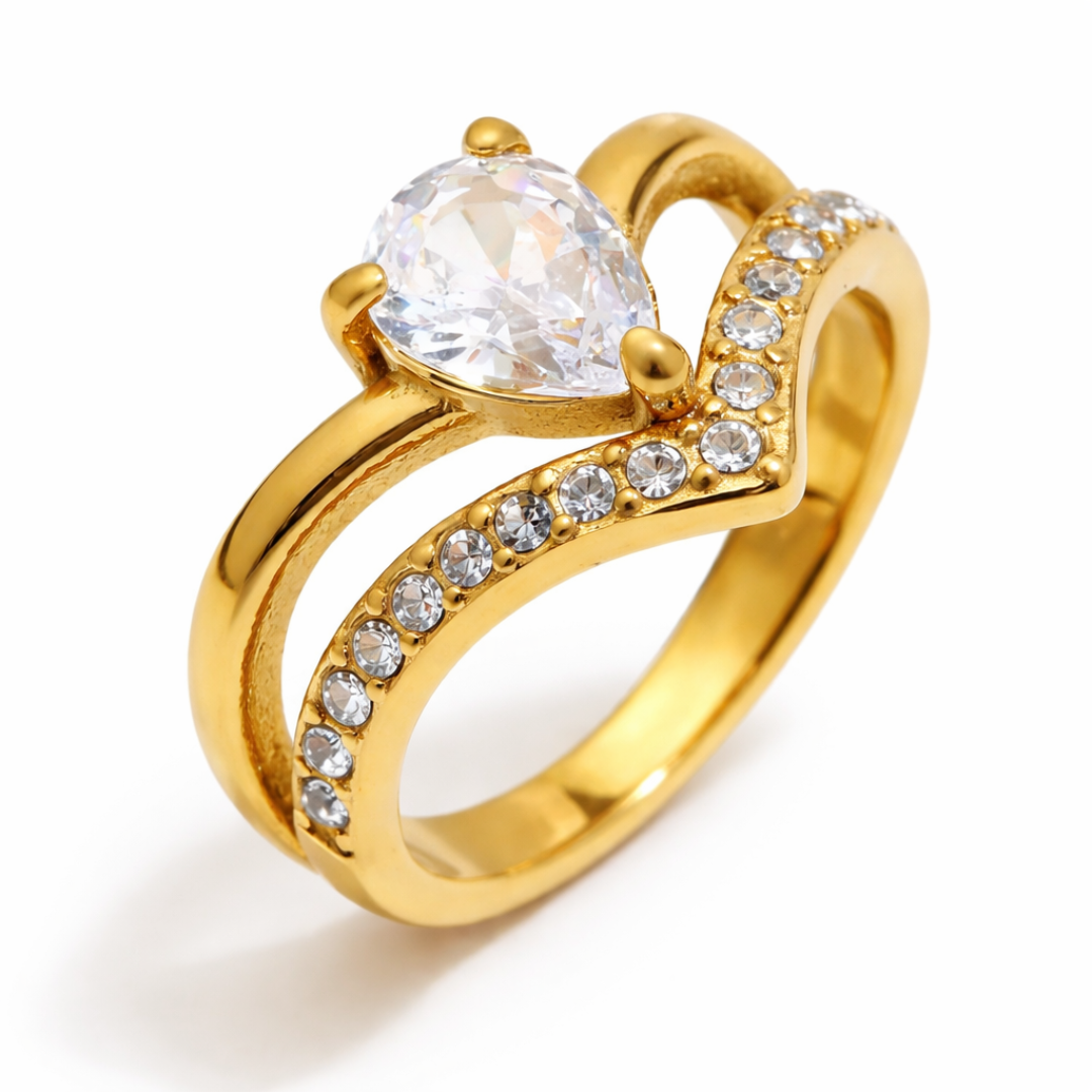 The Serenity Pear Drop Crown Ring