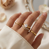 The Serenity Pear Drop Crown Ring