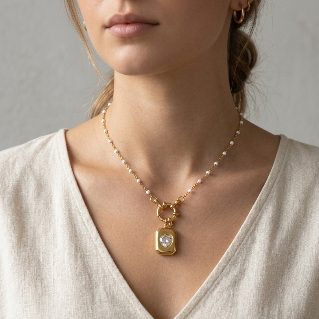 Gold Signet Heart Pendant