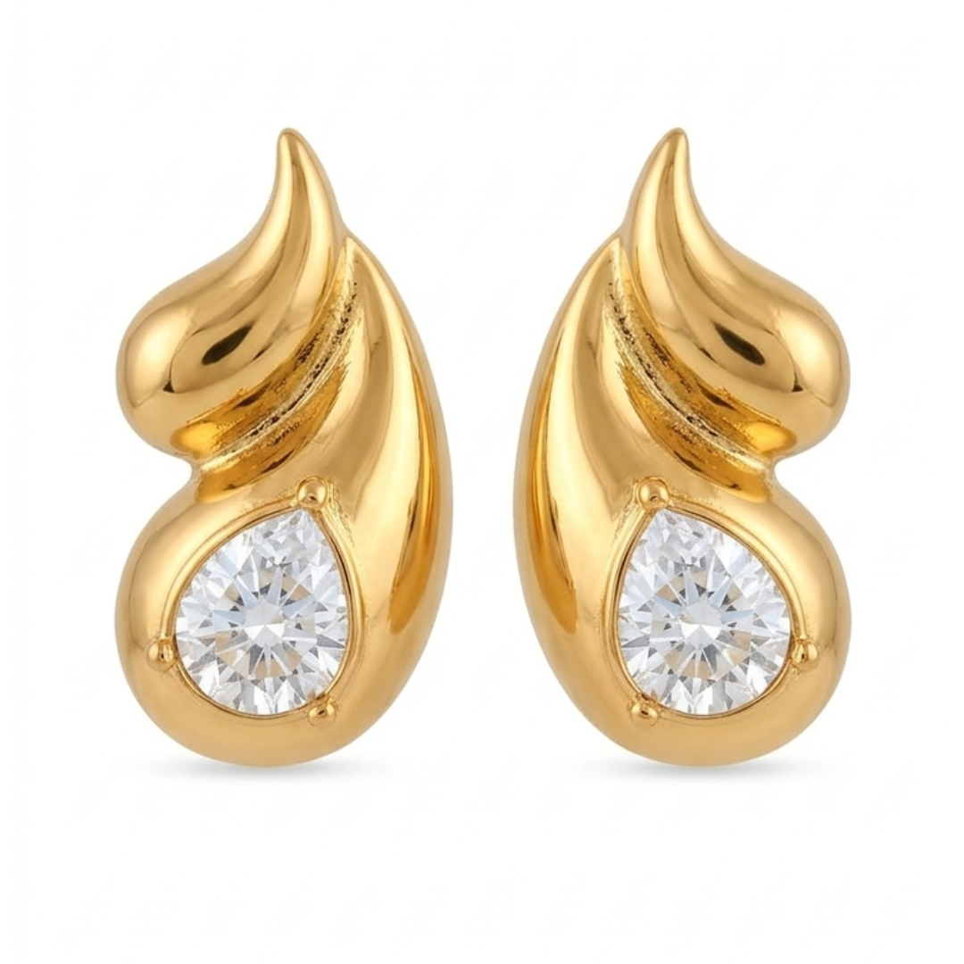 Golden Flame Teardrop Studs