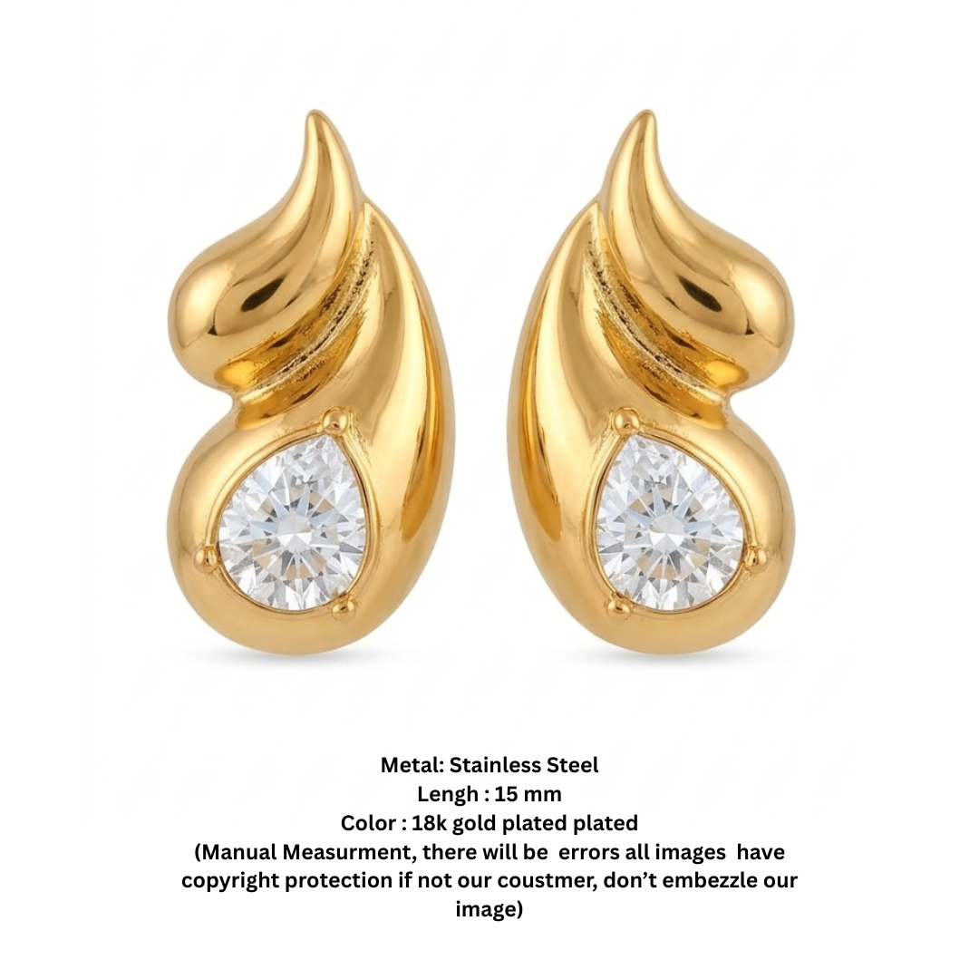 Golden Flame Teardrop Studs