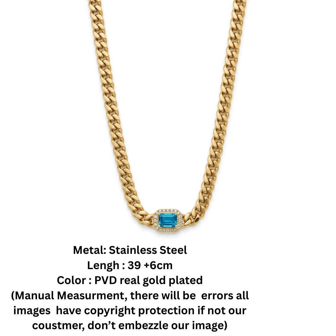 Emerald-Cut Azure Halo Pendant