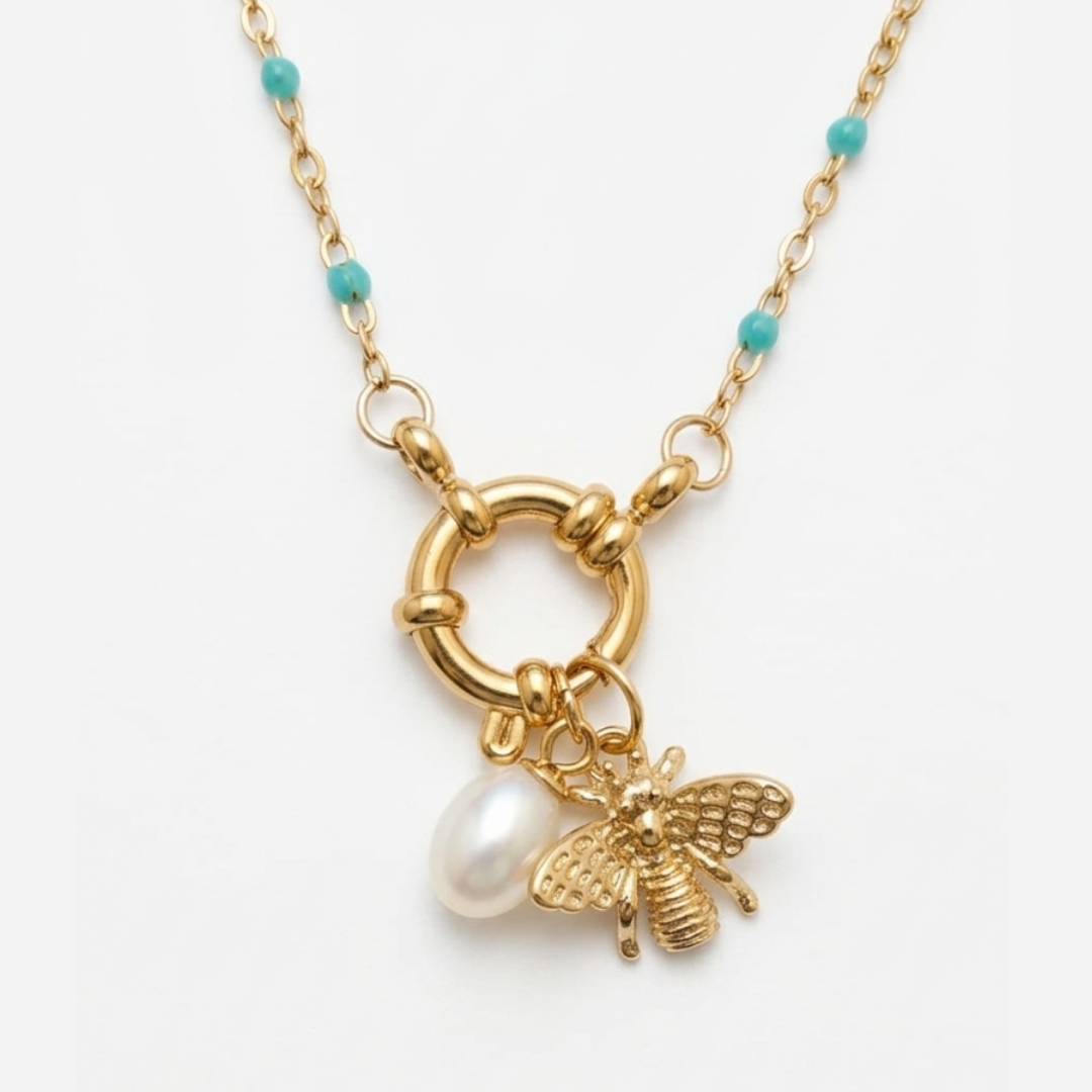 The Honeycomb Aqua Pearl Pendant