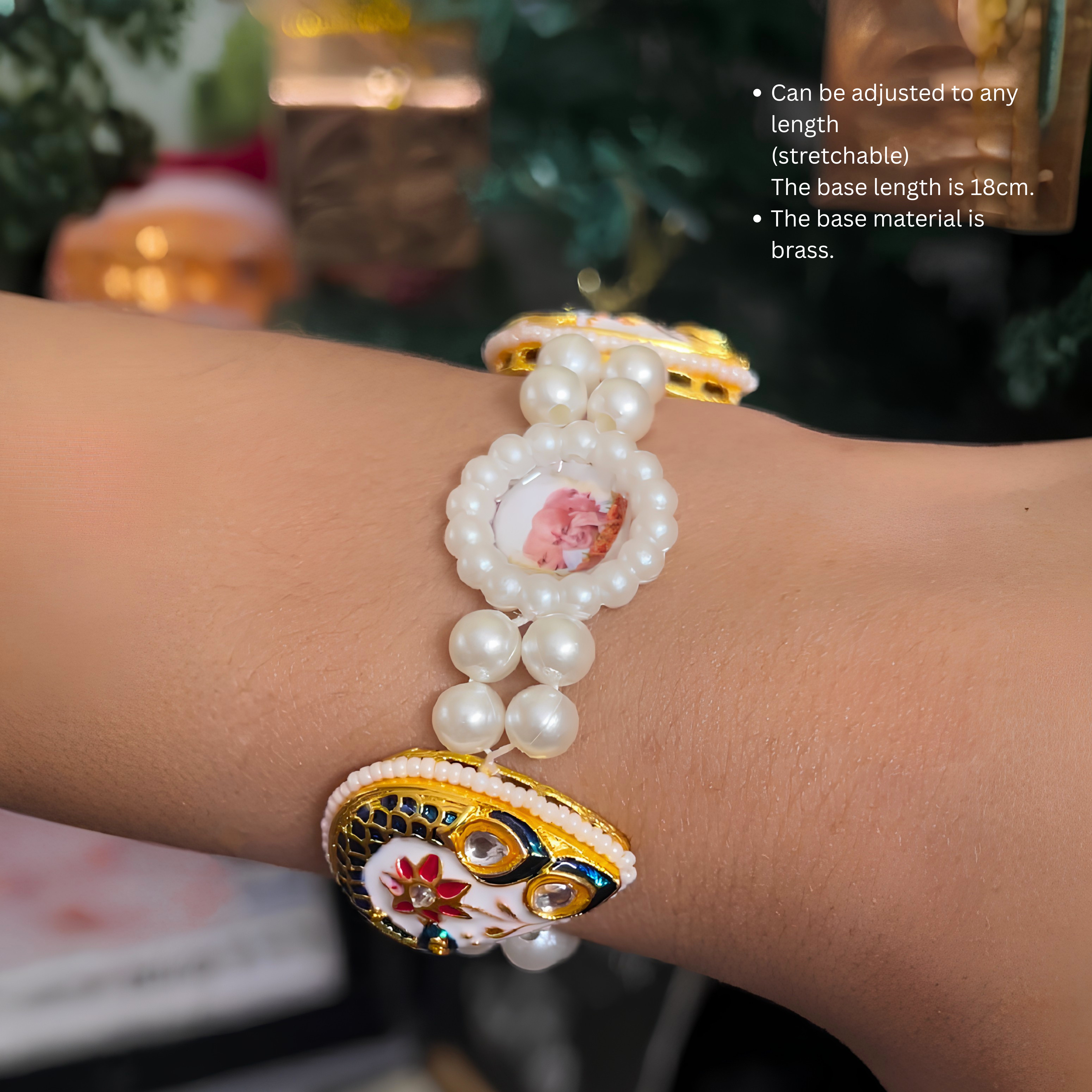 Divine Heritage: Pearl & Meenakari Blessing Bracelet for Sangat