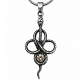 Serpent Eclipse Pendant Necklace – Platinum Plated Stainless Steel Snake Pendant