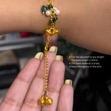 The Divine Aashirwad Bracelet: Handcrafted Guruji Swaroop Medallion with Pearls & Emerald Beads