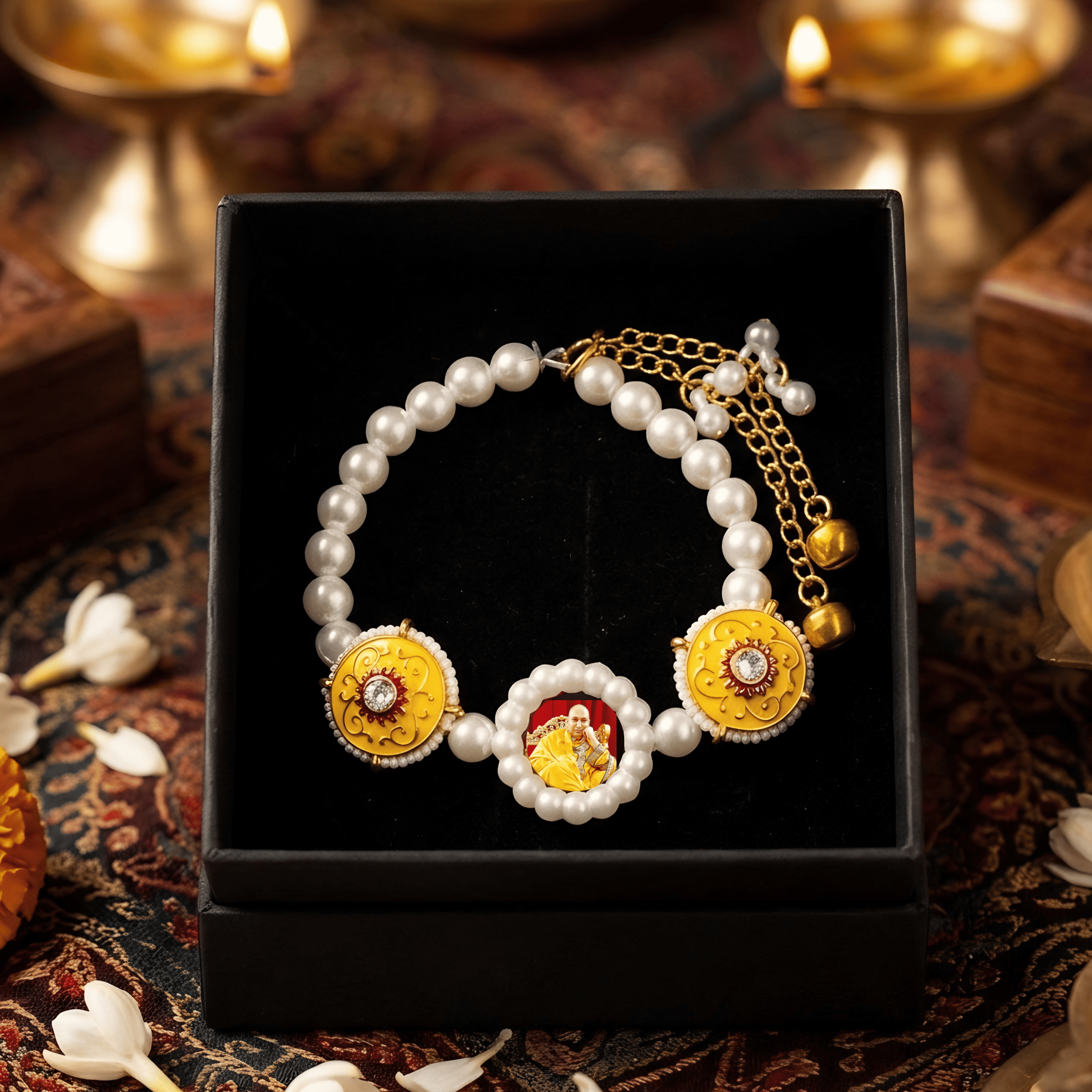Traditional Meenakari Pearl Charm Bracelet
