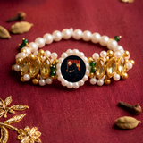 Divine Pearl Charm Bracelet – Traditional Gold Beaded Ethnic Bracelet