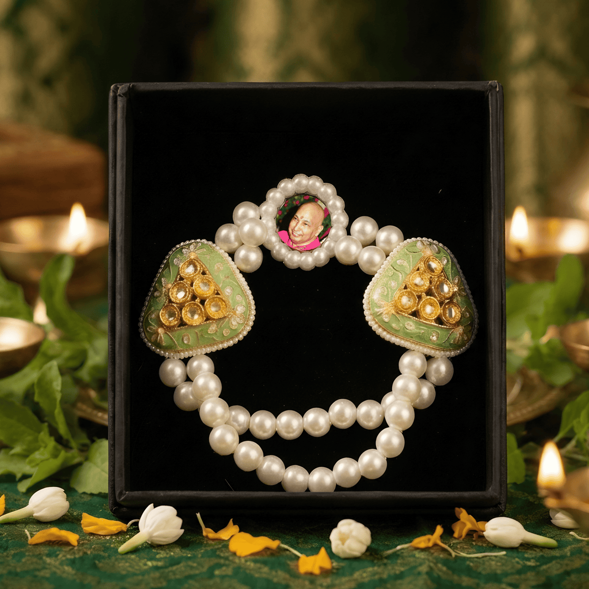 Divine Heritage: Guruji Swaroop Meenakari Blessing Bracelet