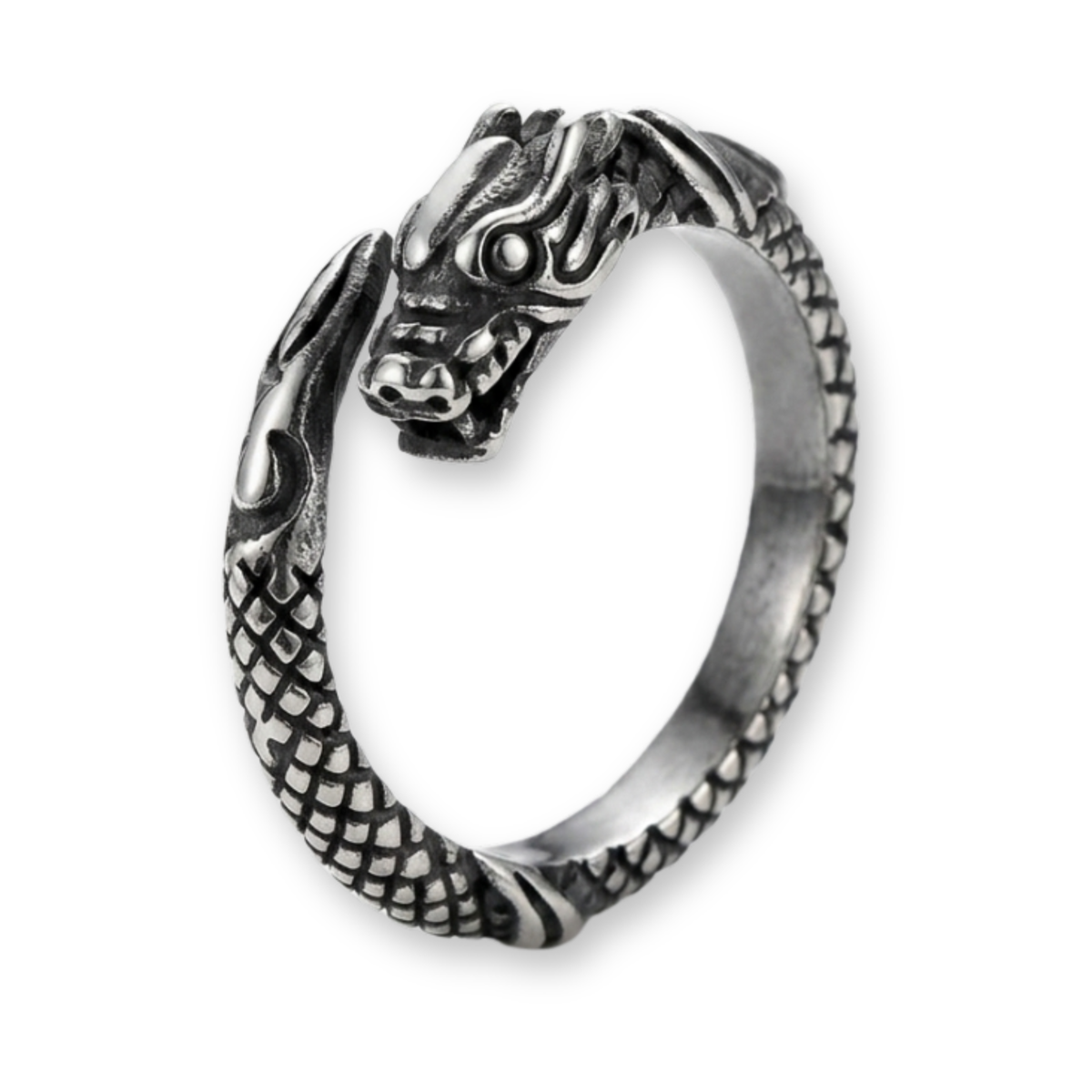 Mythic Dragon Stainless Steel Wrap Ring