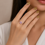 18K Gold Oval Pink Sapphire Adjustable Solitaire Ring