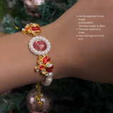 Sacred Aashirwad Bracelet: Red Lotus Meenakari & Gold-Finish Brass Wristlet