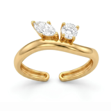 Anti-Tarnish Gold Plated Platinum Double Stone Open Ring