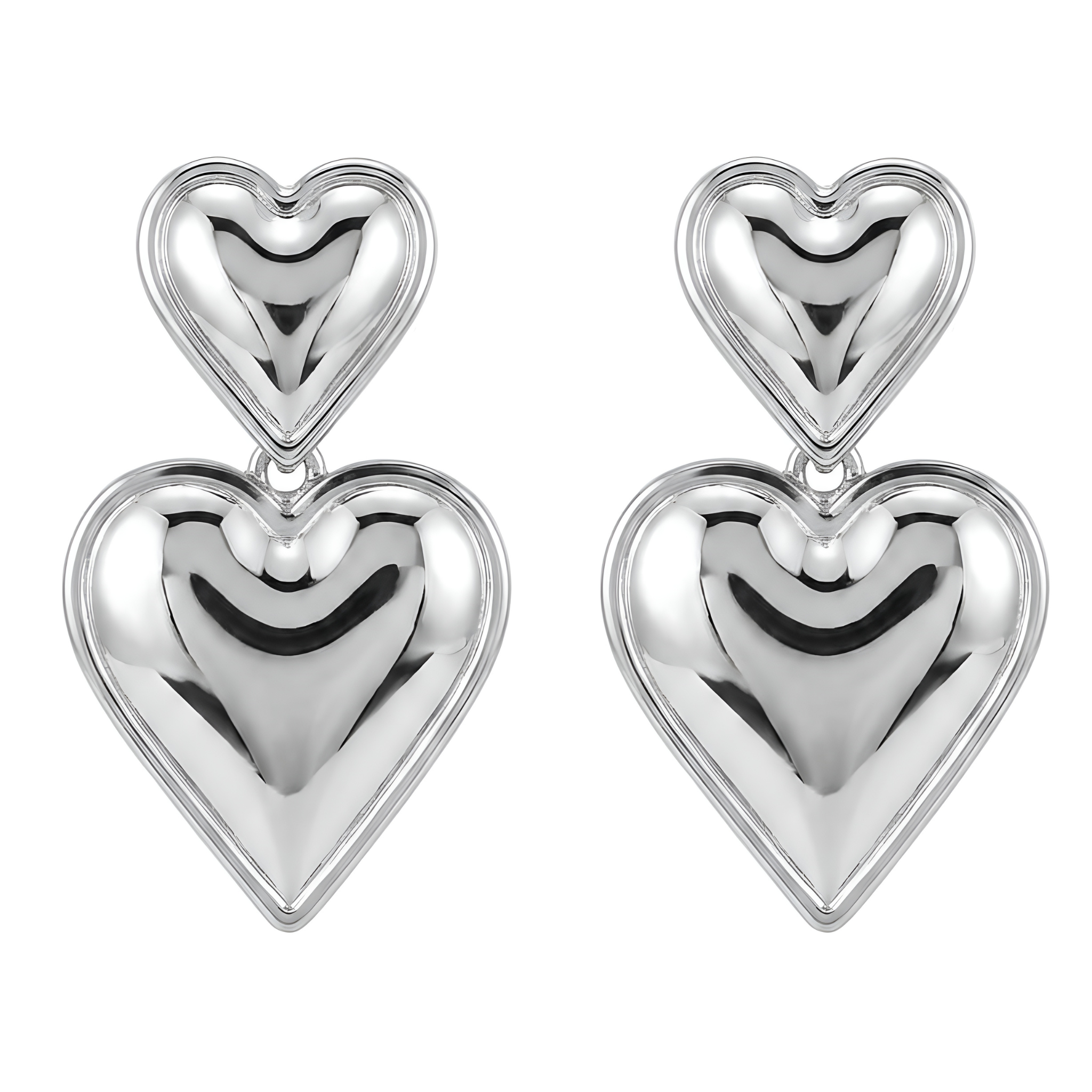 double heart studs