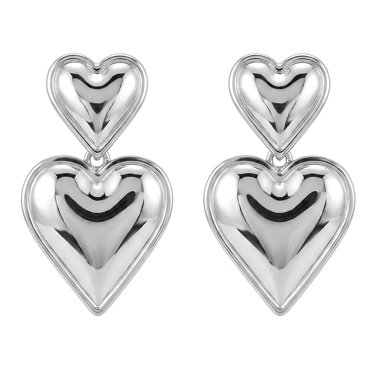 double heart studs