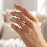 18K Gold Plated Bezel-Set Pear Cut Twist Band Ring