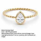 18K Gold Plated Bezel-Set Pear Cut Twist Band Ring