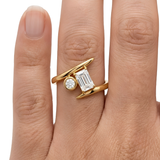 Anti-Tarnish Gold Plated Platinum Geometric CZ Statement Ring