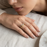 Anti-Tarnish Gold Plated Platinum Double Stone Open Ring
