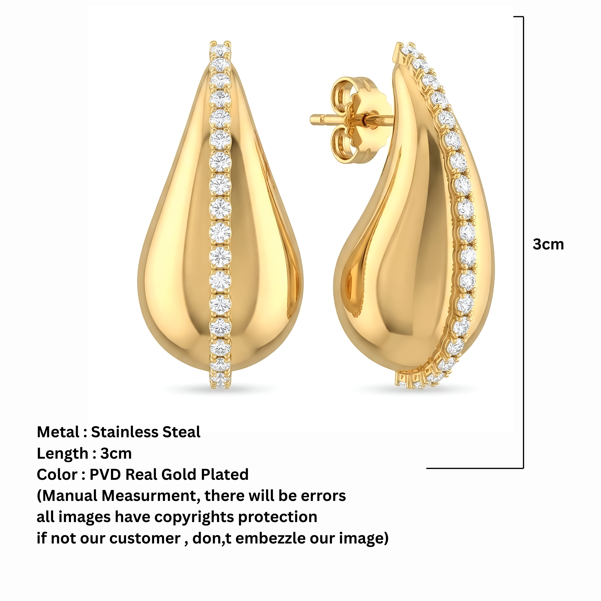 Zircon Studded Teardrop Earrings