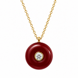 Crimson Solitaire Donut Pendant Necklace (18K Gold Plated)
