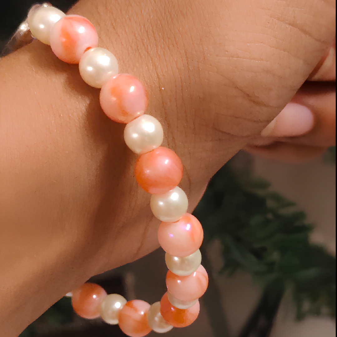 Peach and Pearl Blessings Bracelet