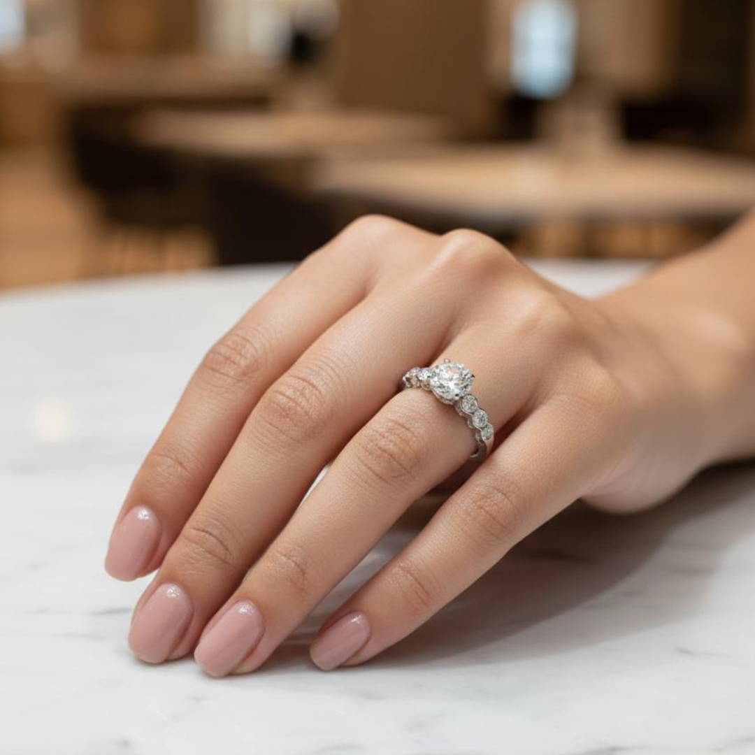 silver plated glass ring