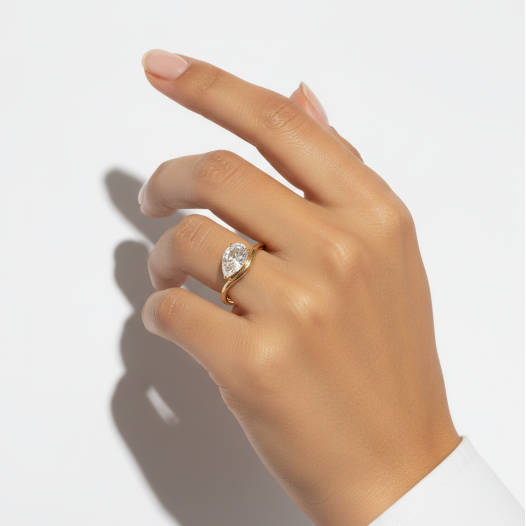Almond shaped ring