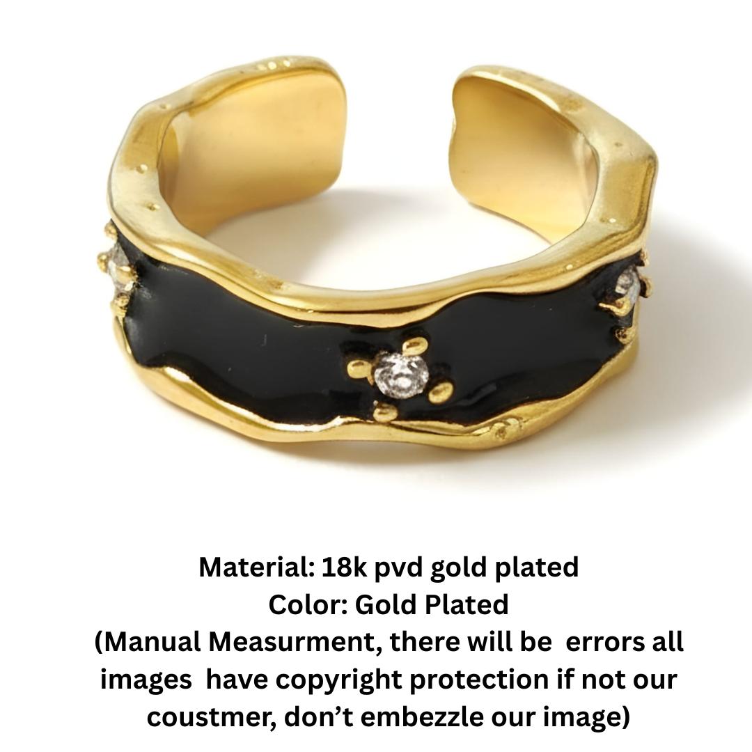 Black Water Wave Enamel Ring