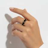 Black Water Wave Enamel Ring