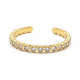 Heart-Cut Cubic Zirconia Gold-Tone Open Cuff Bangle