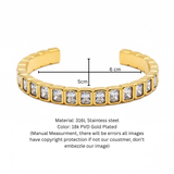 Modern Radiant-Cut Crystal Statement Bangle in Polished Gold