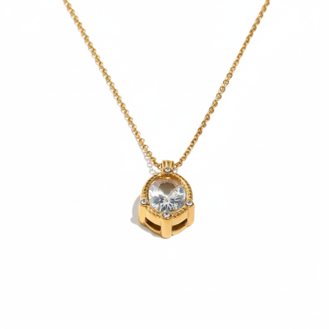 "Eternal Glow" Oval Crystal Solitaire Necklace