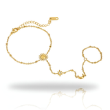 Celestial Sun, Moon, and Star 18K Gold Plated Hand Chain Bracelet