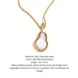 Organic Irregular Mother of Pearl Pendant on 18K Gold Plated Rope Chain