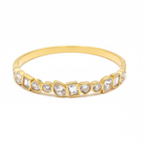 Geometric Mixed-Cut Crystal Bezel-Set Gold Bangle