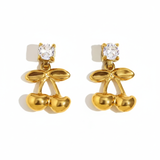 "Golden Orchard" Crystal Cherry Drop Earrings