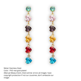 Anti-Tarnish Rainbow Heart Crystal Drop Earrings