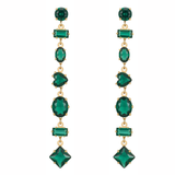 Anti-Tarnish Emerald Green Multi-Cut Crystal Drop Earrings