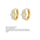Three-Stone Sparkle Gold Huggie Hoop Earrings