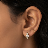 Three-Stone Sparkle Gold Huggie Hoop Earrings