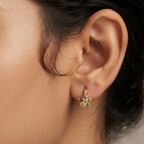 Multicolor Flower Crystal Gold Huggie Hoop Earrings