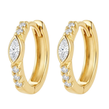 Clear Marquise Eye Gold Huggie Hoop Earrings