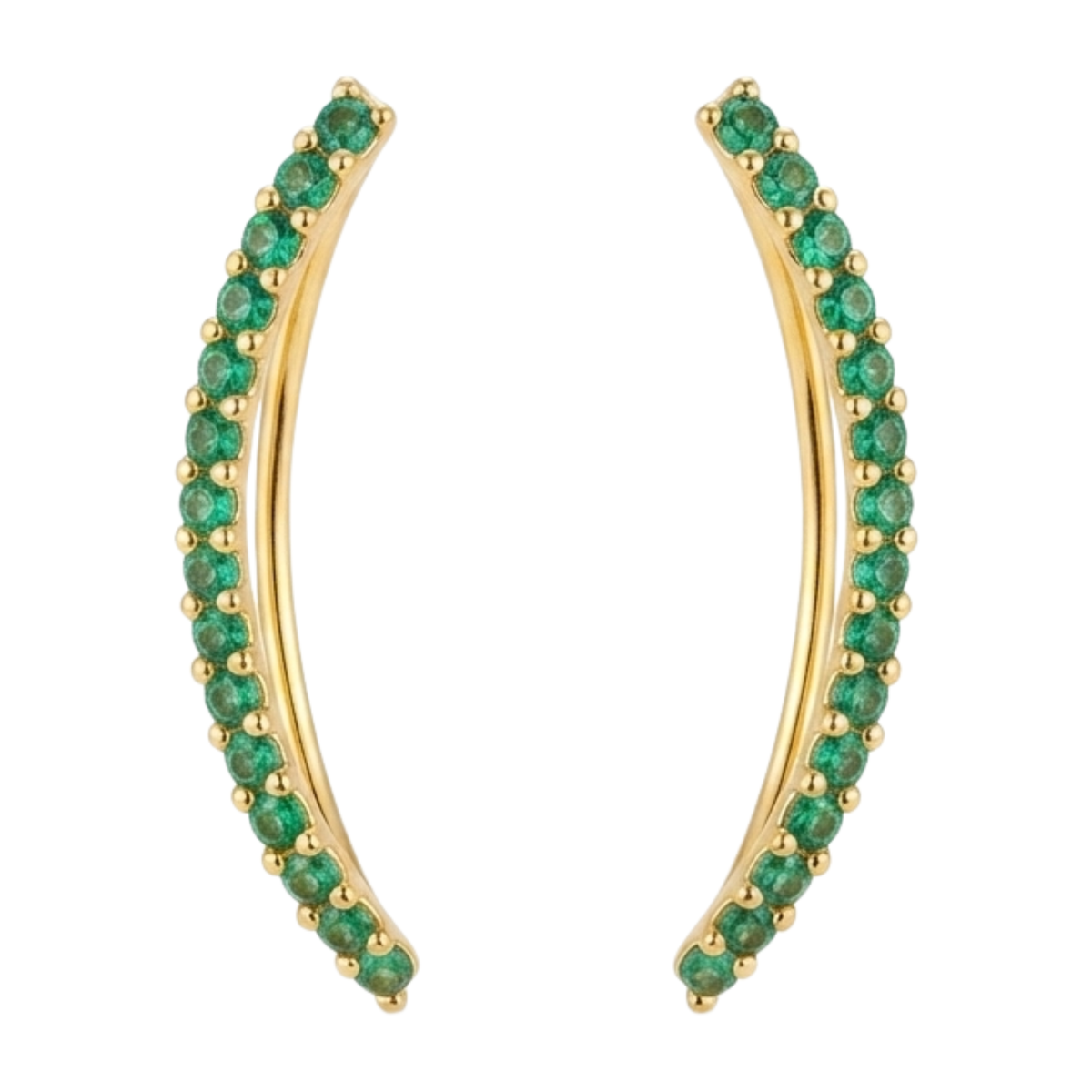 Emerald Green Curved Ear Climber Earrings