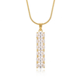 Clear Oval Crystal Bar Pendant Necklace