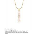 Clear Oval Crystal Bar Pendant Necklace