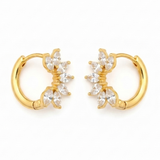 Clear Marquise Fan Gold Huggie Hoop Earrings