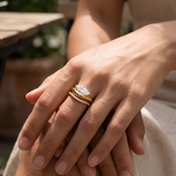 Marquise Solitaire Double-Band Gold Adjustable Ring